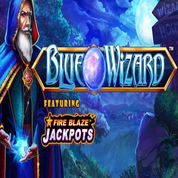 Blue Wizard Fire Blaze Jackpots slot icon by Rarestone Gaming, available at Blaze Spins Casino