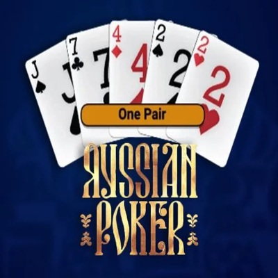 Russian Poker slot logo by OneTouch Games at Blaze Spins Casino